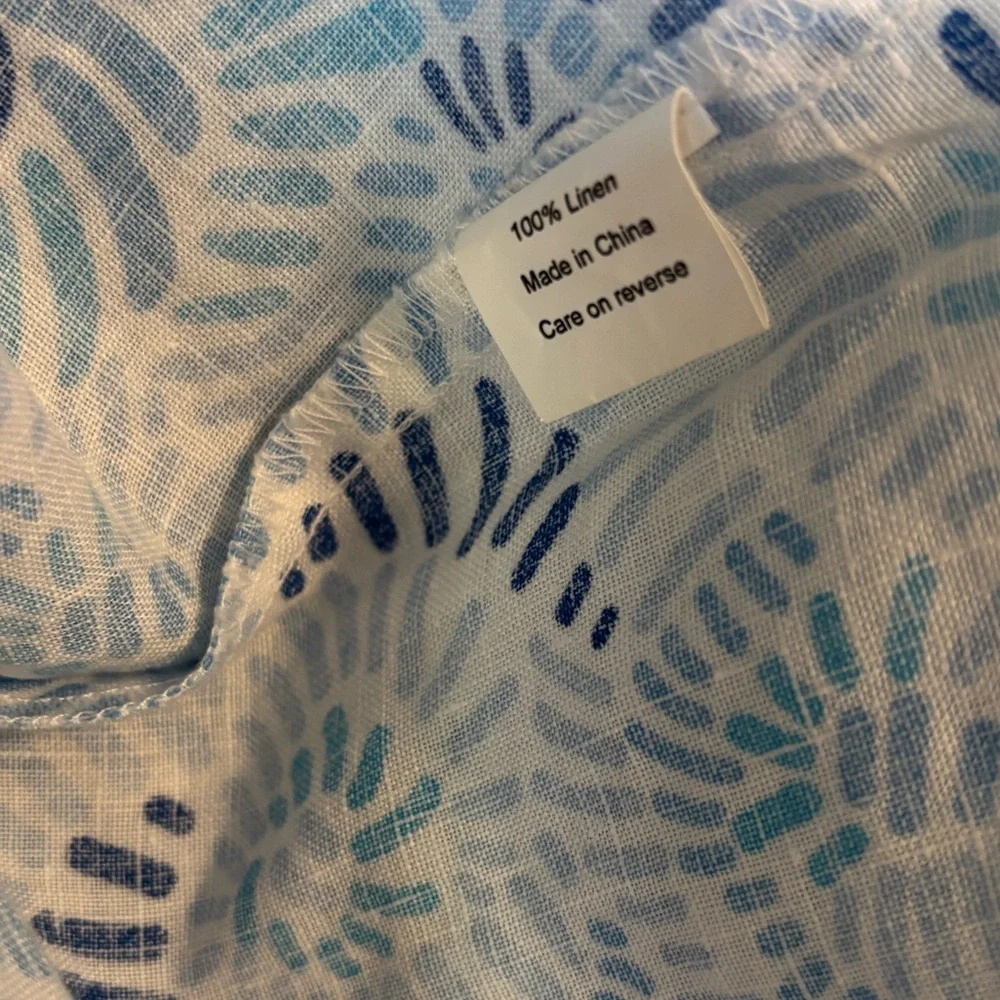 HIHO Blue and White Patterned & Embroidered Linen Dress - Picture 5 of 6